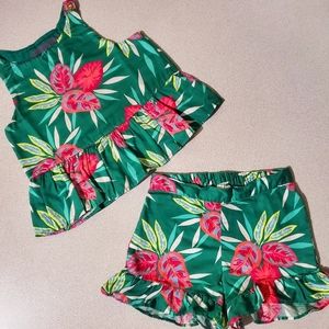 Girls 3T Floral print shirt & shorts 2 piece set